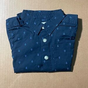 Amazon Essentials Kids' Navy Anchor Button Down Shirt‎